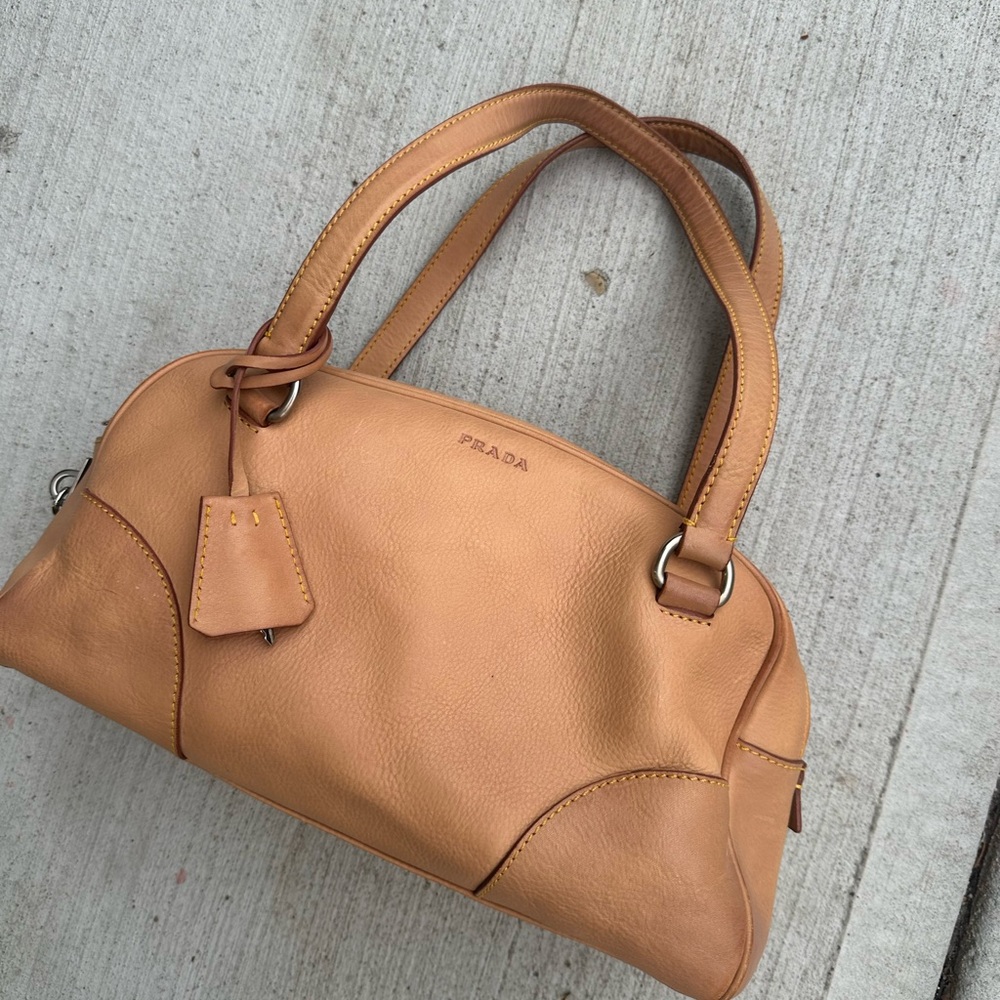 Prada Camel Leather Bauletto Bag
